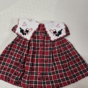 Bonnie Baby Red Plaid Dress with Heart Details